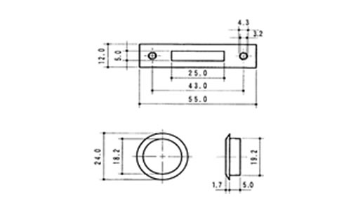 3310 / 3320 （ツマミ兼用）型　面付シリンダー錠の図面