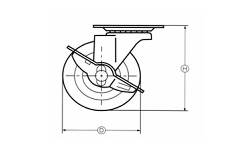 G型キャスター 単輪 プレートタイプ 旋回式の図面